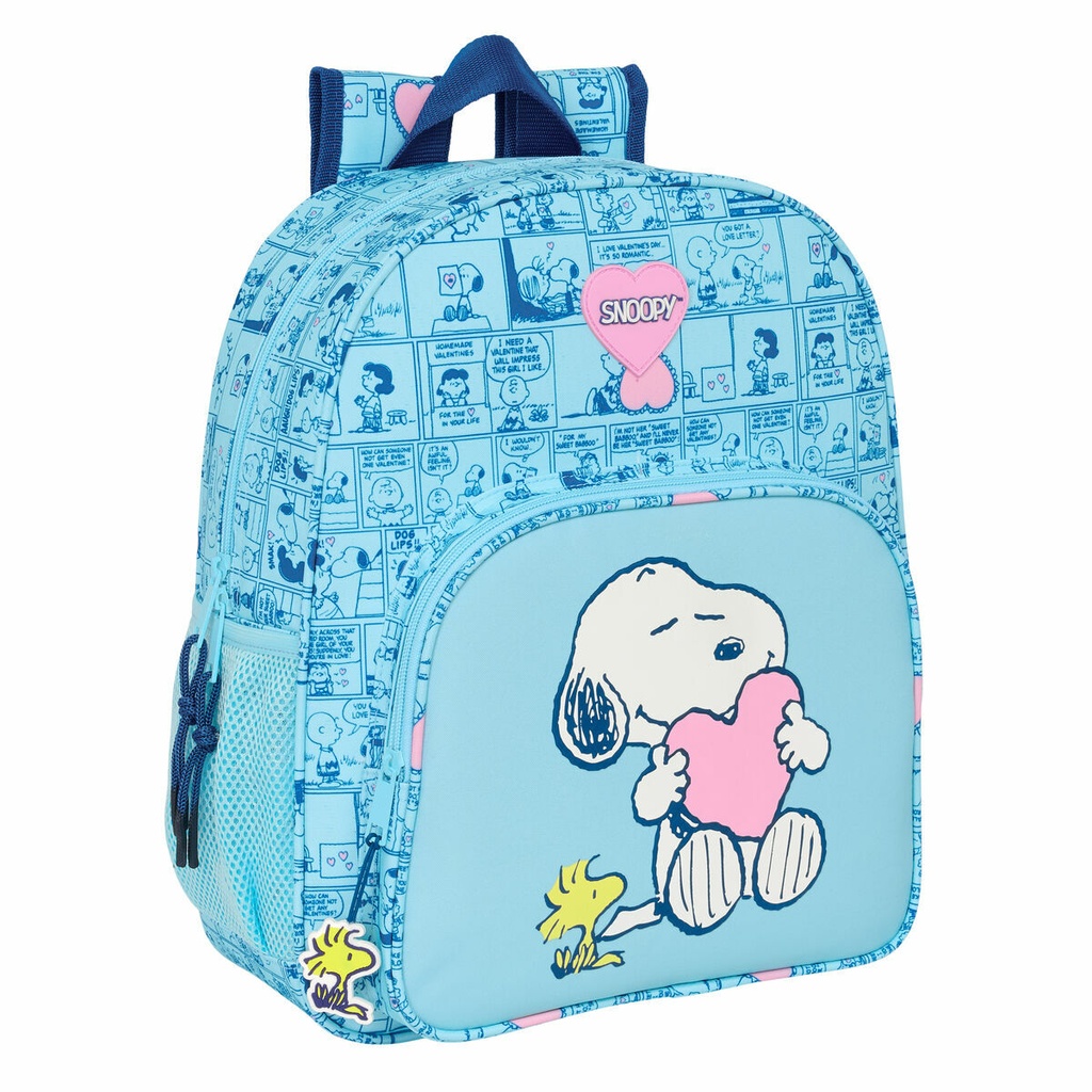 Mochila Escolar Snoopy Love Azul 32 x 38 x 12 cm