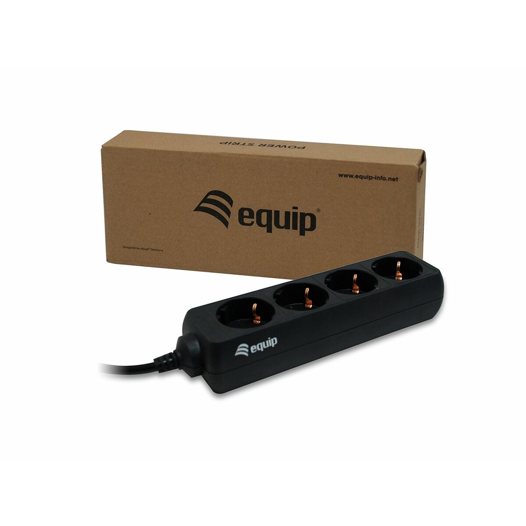 Regleta Enchufes 4 Tomas sin Interruptor Equip 333281 Negro 1,1 m