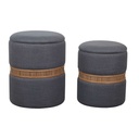 Puff Versa Gris Poliéster Lino Bambú Madera MDF