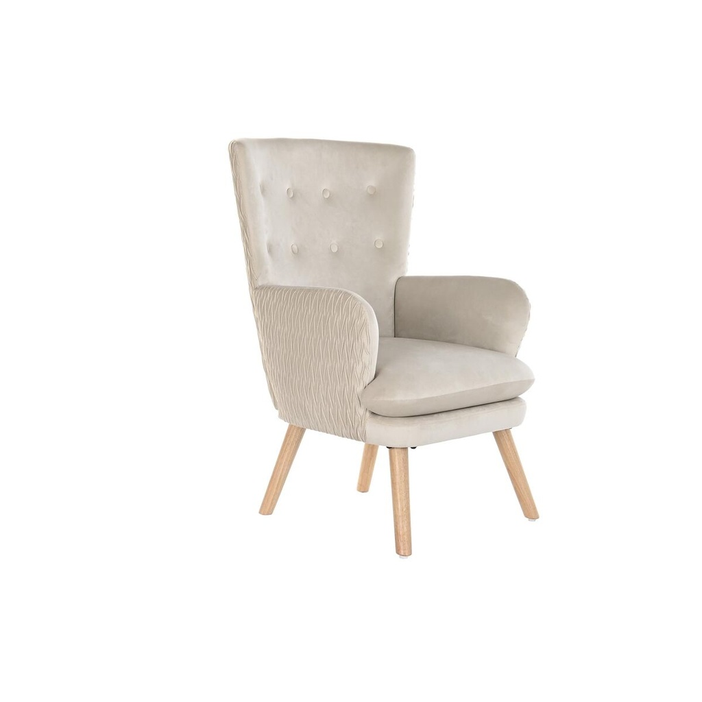 Armchair DKD Home Decor Beige Natural Polyester Wood 67 x 70 x 95 cm