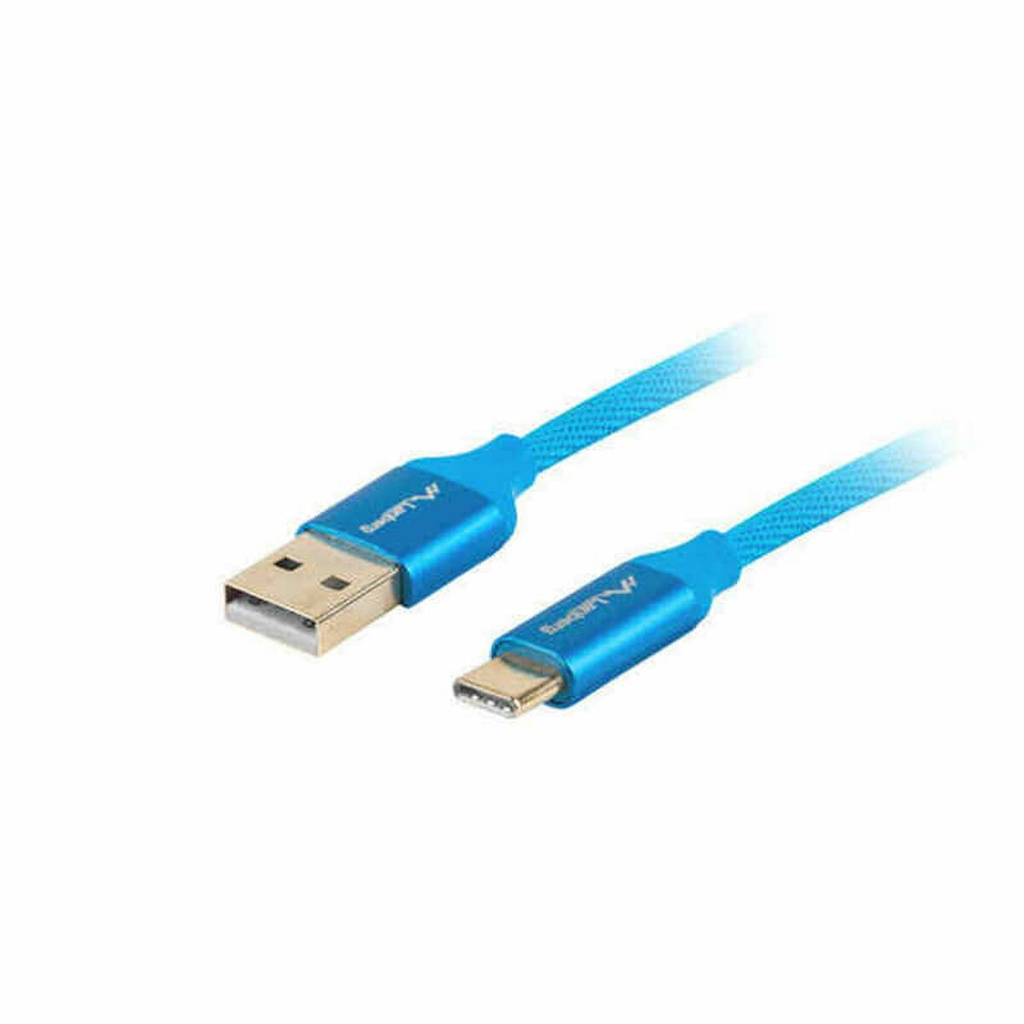 Cable USB A a USB-C Lanberg CA-USBO-22CU-0010-BL Azul 1 m Quick Charge 3.0 (1 unidad)