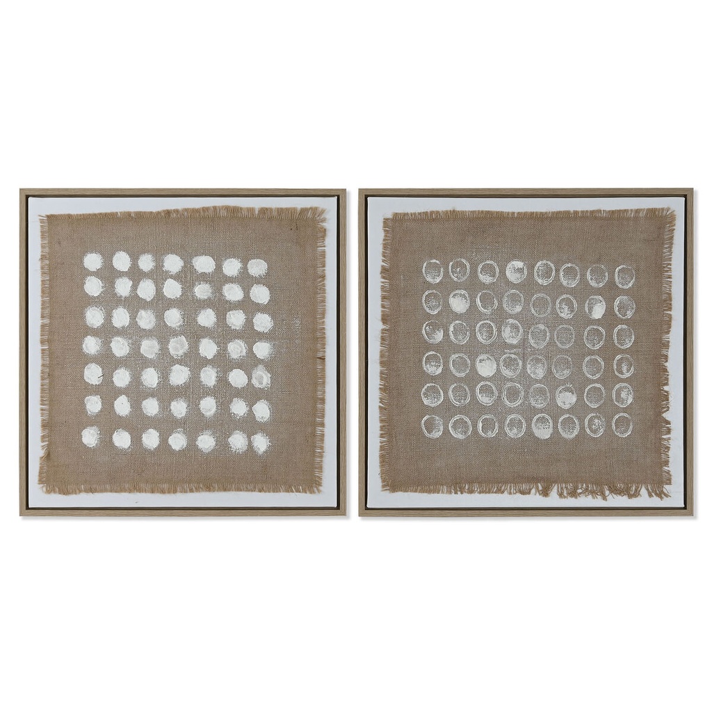 Cuadro Home ESPRIT Blanco Beige Moderno 60 x 3,8 x 60 cm (2 Unidades)