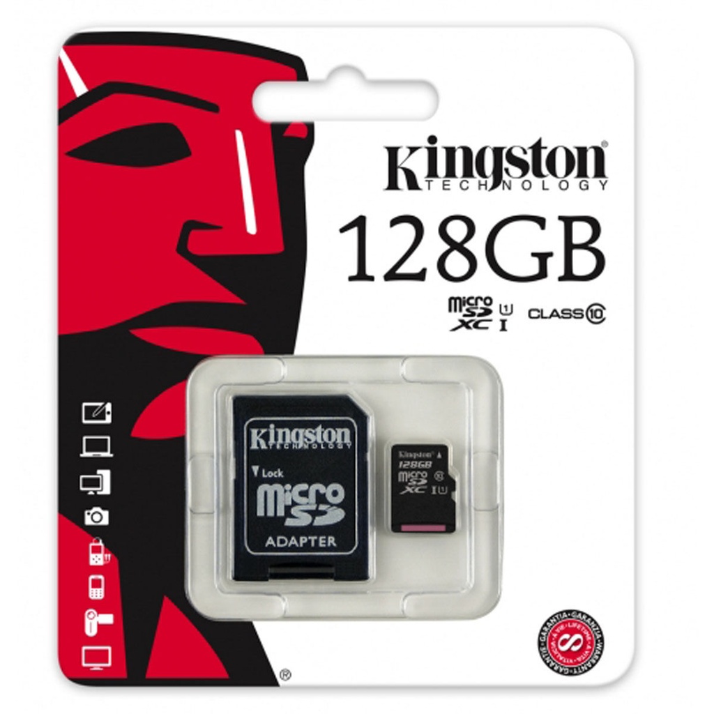 Tarjeta de Memoria Micro SD con Adaptador Kingston SDC10G2/128GBSP 128 GB
