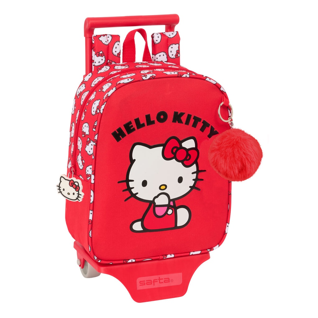 Mochila Escolar Hello Kitty Iconic Blanco Rojo 22 x 27 x 10 cm