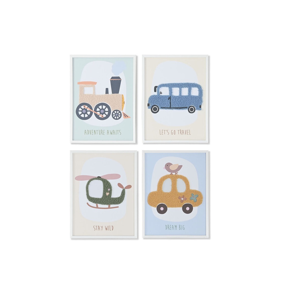 Painting Home ESPRIT Yellow Blue Canvas 30 x 1,8 x 40 cm (4 Units)