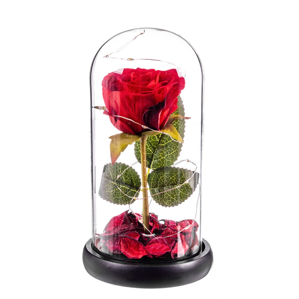 Decorative Figure Caison Rosa roja eterna leds cupula cristal 20 cm