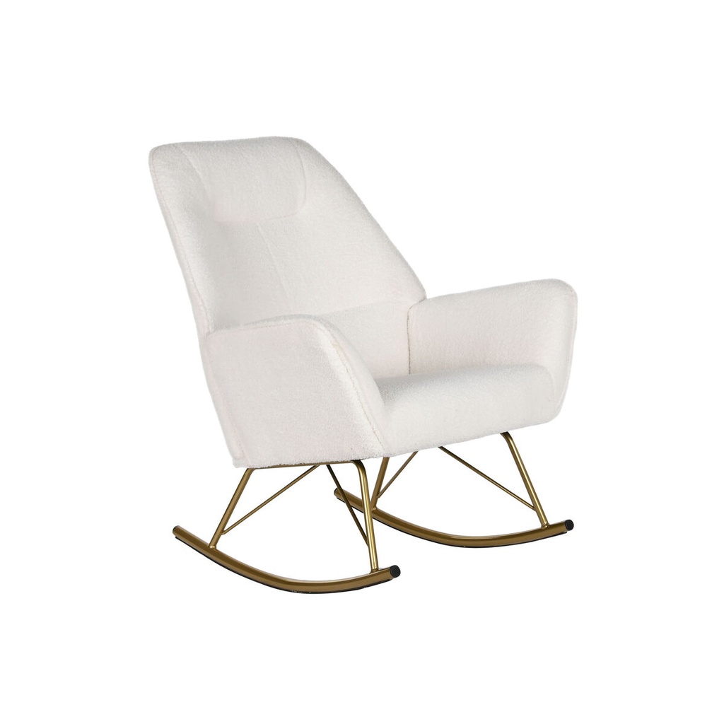 Rocking Chair Home ESPRIT White Golden Polyester Metal 73 x 75 x 97 cm