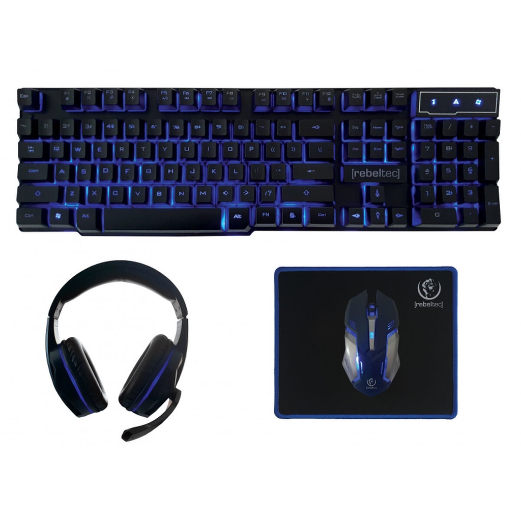 Teclado y Ratón Rebeltec RBLKLA00035 Negro Inglés QWERTY