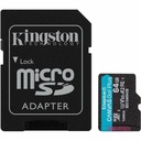 Tarjeta de Memoria Micro SD con Adaptador Kingston CANVAS Go! Plus 64 GB
