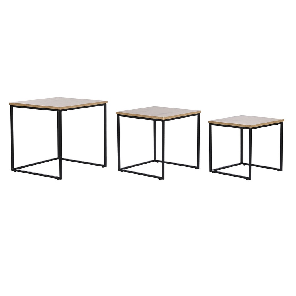 Juego de 3 mesas DKD Home Decor Negro Metal 45 x 45 x 45 cm Madera MDF