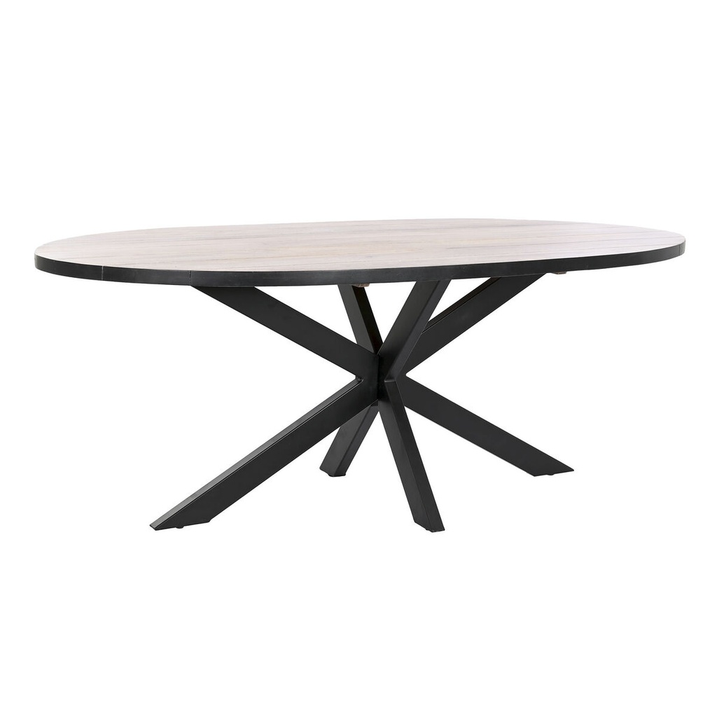 Mesa de Comedor DKD Home Decor Negro Natural Metal Madera de mango 200 x 100 x 76 cm