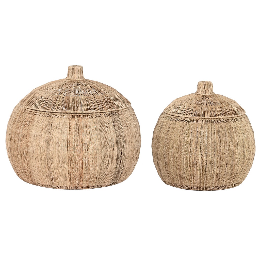 Basket set DKD Home Decor Brown Natural Jute (2 Pieces)