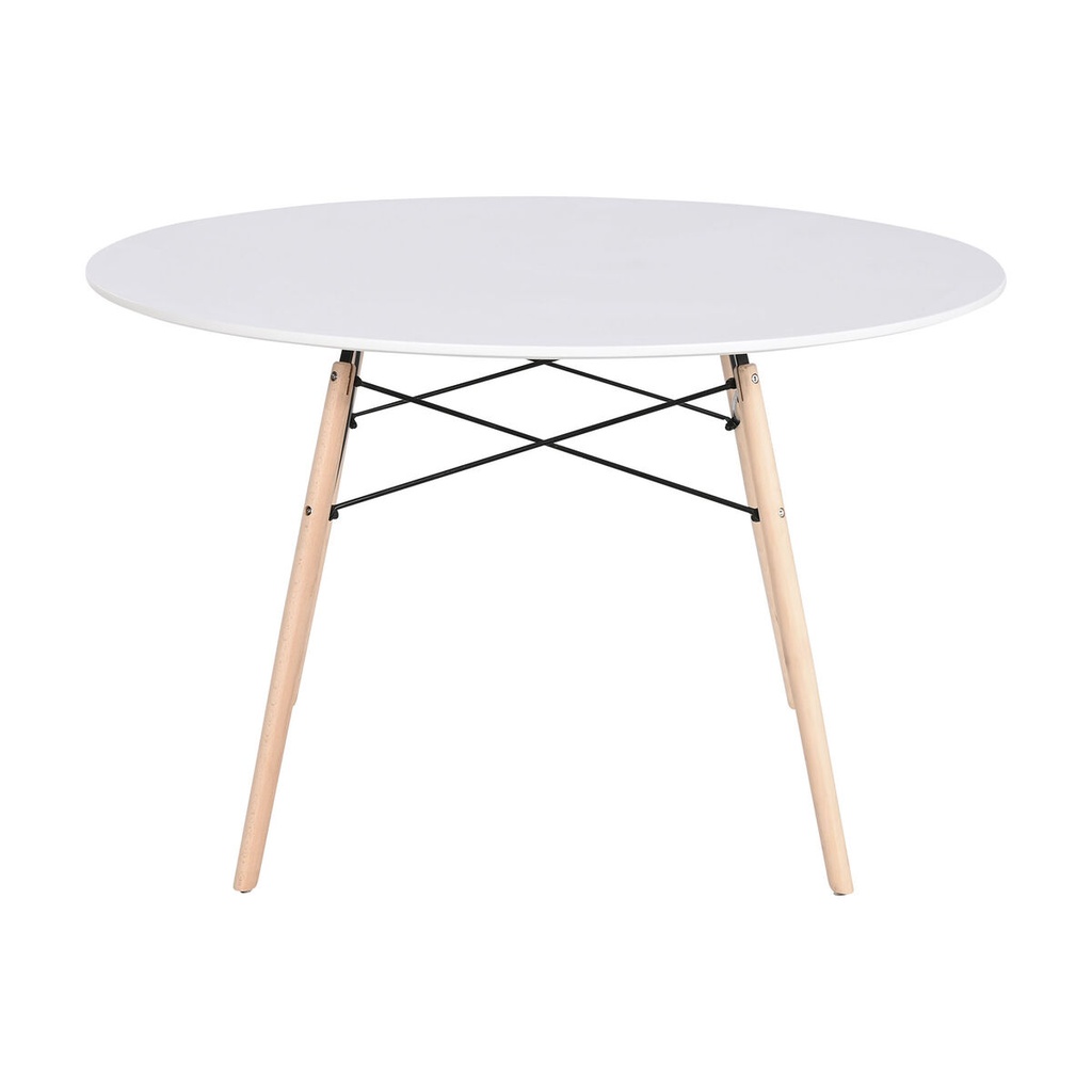 Dining Table Home ESPRIT White Black Natural Birch MDF Wood 120 x 120 x 74 cm
