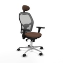 Silla de Oficina con Cabecero Piqueras y Crespo 3D086N1 Gris Marrón oscuro