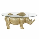 Mesa auxiliar DKD Home Decor Transparente Dorado Resina Cristal 100 x 60,5 x 46 cm
