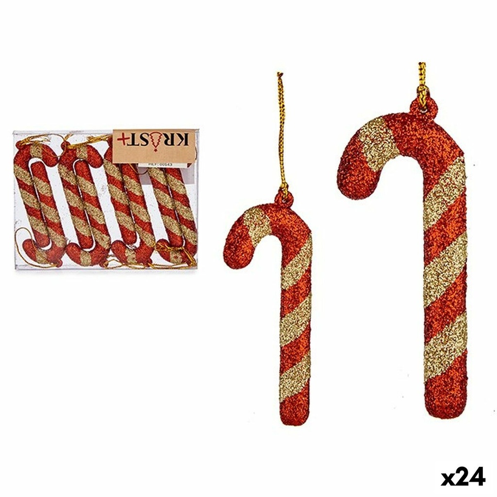 Christmas Decorations Set Krist+ 00543-2 Red Golden Plastic Stick 6,5 x 1 cm 8 Pieces (24 Units)