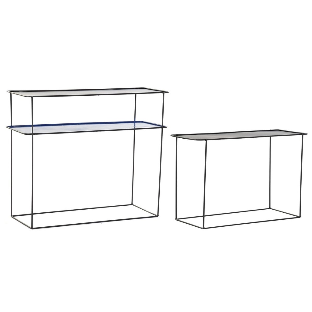 Set of furniture DKD Home Decor Blue Black 70 x 27 x 45 cm 40 x 27 x 45 cm 80 x 27 x 65 cm 80 x 27,5 x 65 cm