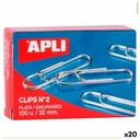 Clips Apli Nº 2 Silver 32 mm (10 Pieces) (20 Units)