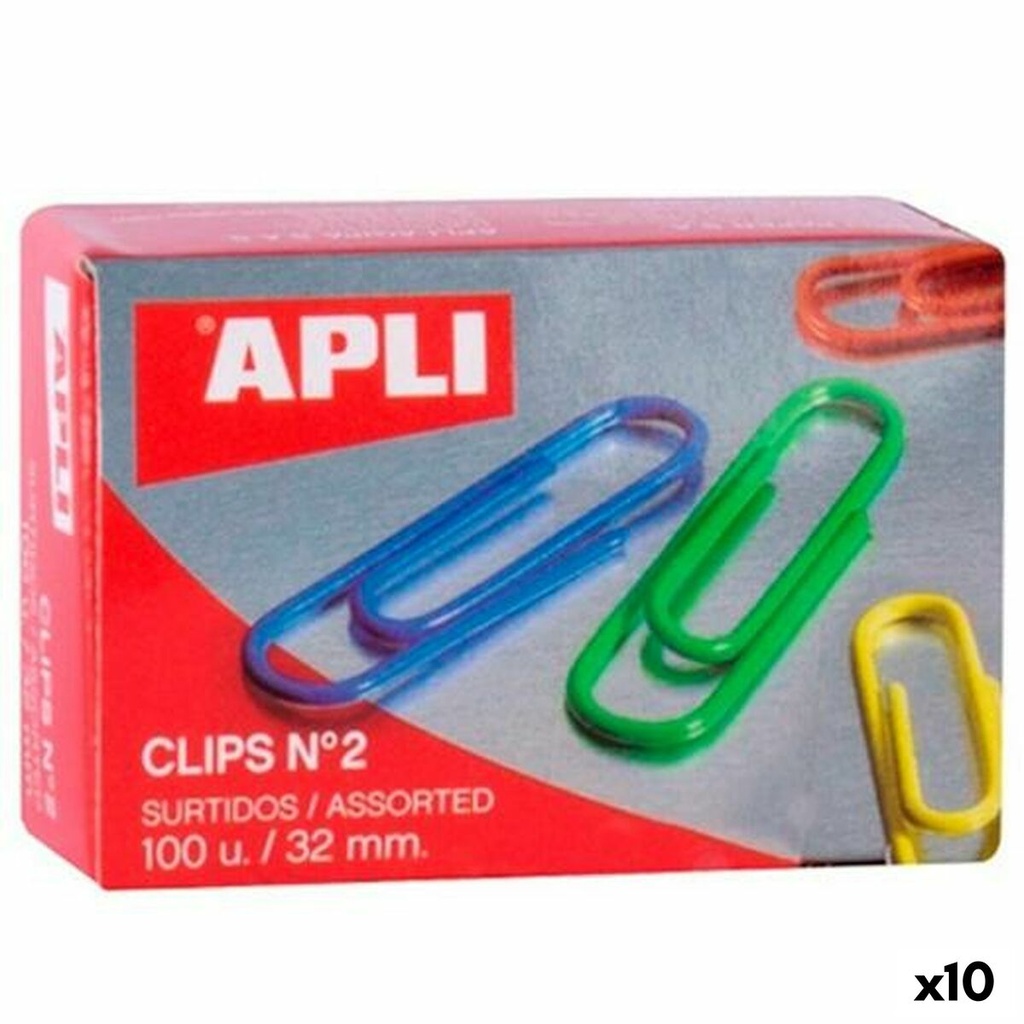 Clips Apli Nº 2 Multicolor Alambre 32 mm (10 Unidades)