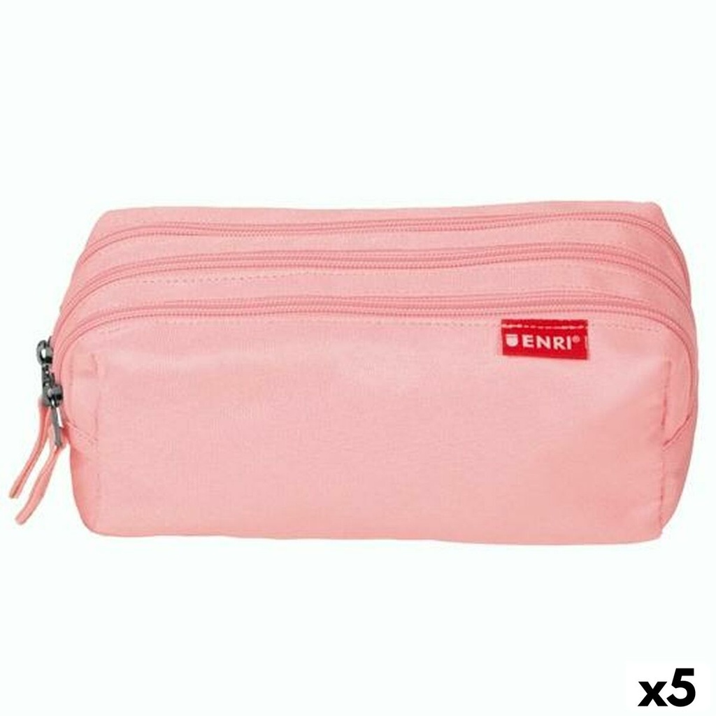 Estuche Escolar ENRI Rosa 21 x 7 x 11 cm (5 Unidades)