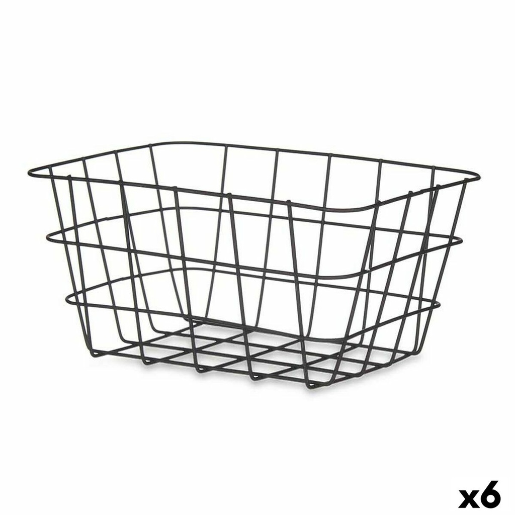 Cesta Multiusos Kinvara W5759K-S BLACK Negro Metal 24,5 x 12 x 18 cm Rectangular (6 Unidades)