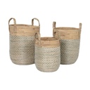 Juego de Cestas Home ESPRIT Blanco Natural Marrón claro PVC Cuerda Hierba marina Junco (3 Piezas)