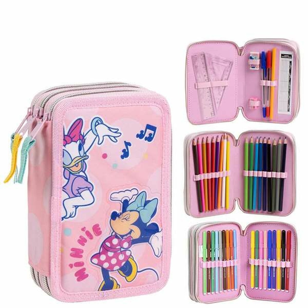 Pencil Case Minnie Mouse Pink 12,5 x 6,5 x 19,5 cm