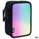 Triple Pencil Case Milan Sunset Black 19,5 x 13 x 7,5 cm (12 Units)