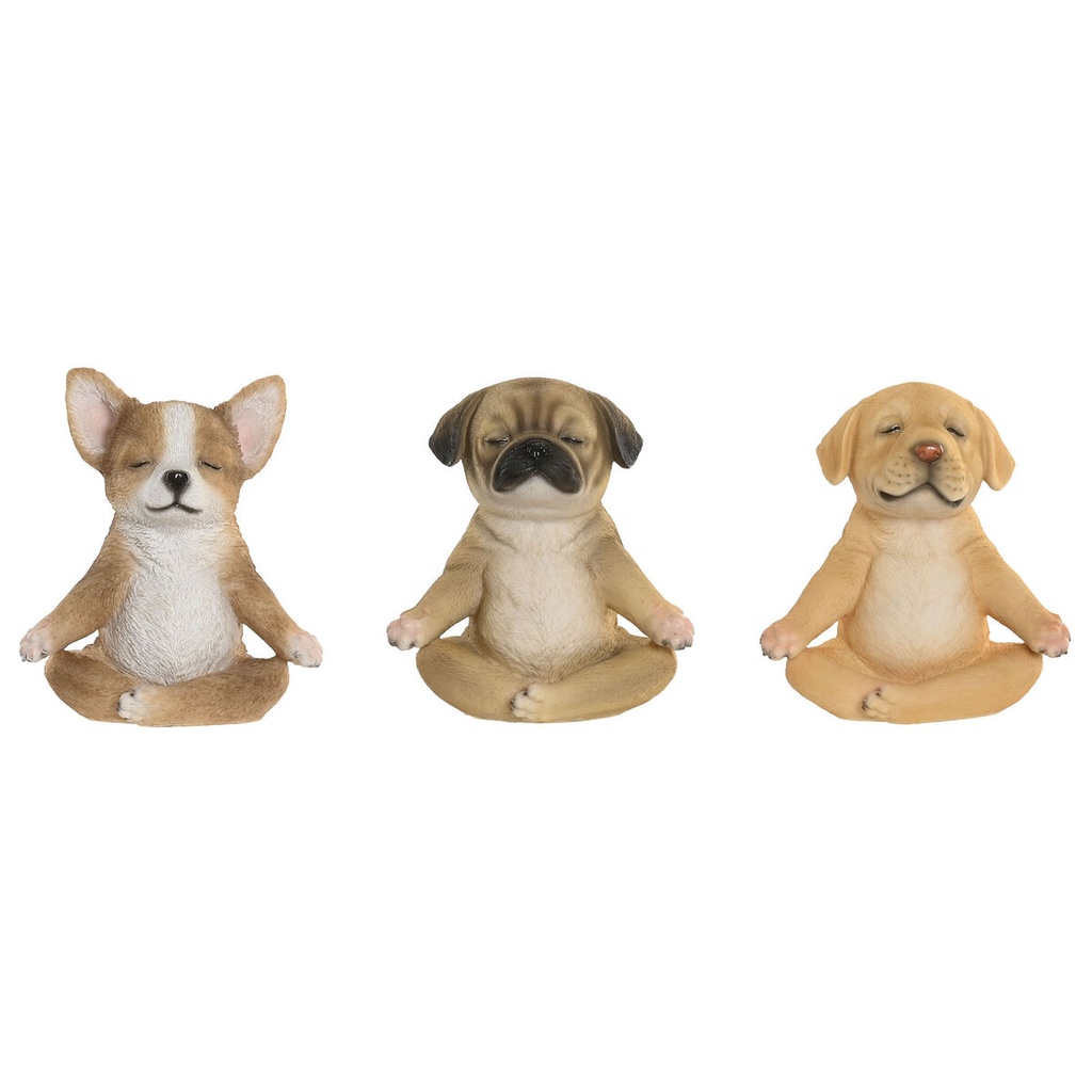 Figura Decorativa Home ESPRIT Marrón Perro 14,5 X 9,5 X 16 CM (3 Unidades)