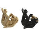 Figura Decorativa Home ESPRIT Negro Dorado Mono 24,5 X 15 X 22,5 CM (2 Unidades)