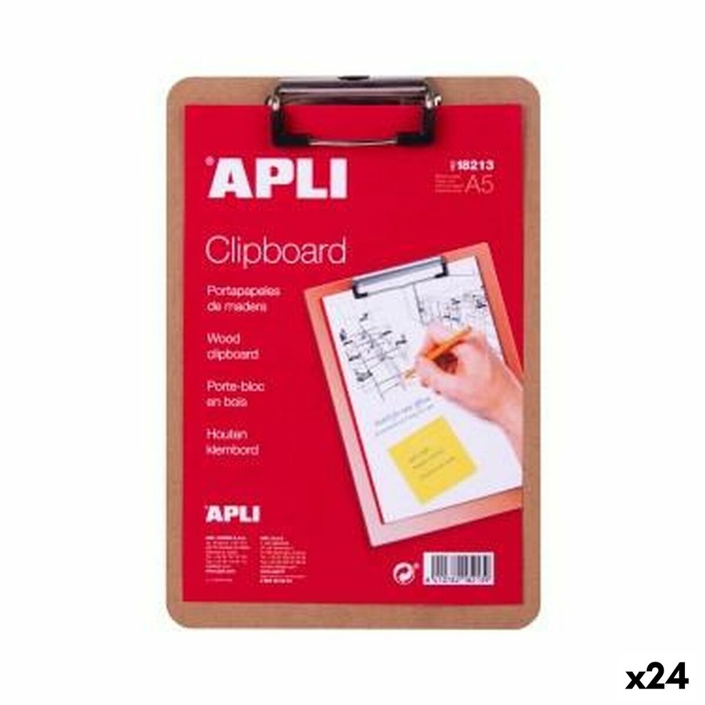 Folder with clip Apli A5 Wood (24 Units)