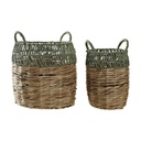 Juego de Cestas DKD Home Decor Verde Natural Boho 33 x 33 x 40 cm Ratán 4 Kg 2 Piezas