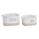 Juego de Cestas DKD Home Decor Blanco Crema 43 x 30 x 23 cm 2 Piezas
