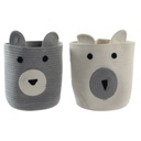 Cesta Decorativa DKD Home Decor Blanco Gris Infantil Oso 25 x 25 x 37 cm (2 Unidades)