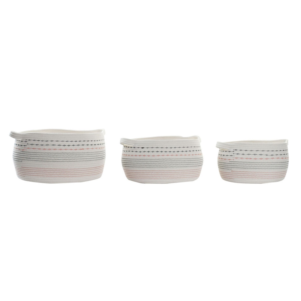 Juego de Cestas DKD Home Decor Blanco Negro Naranja 52 x 43 x 25 cm 3 Piezas