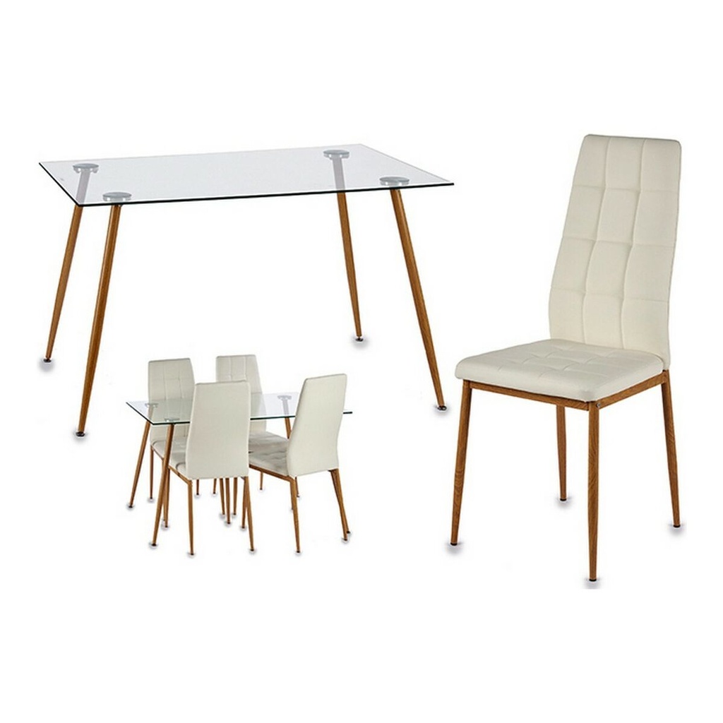 Conjunto de Mesa con 4 Sillas Gift Decor Davi 70 x 75 x 120 cm Metal Cristal