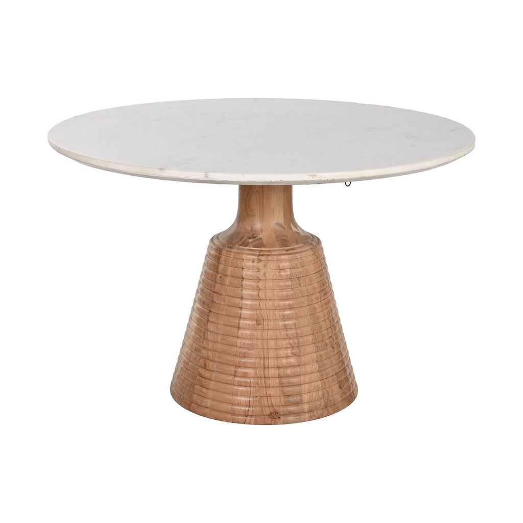 Mesa de Comedor Home ESPRIT Blanco Natural Mármol Madera de acacia 115 x 115 x 76 cm