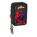 Estuche Escolar con Accesorios Spider-Man Attack Negro 12,5 x 19,5 x 5,5 cm 37 Piezas