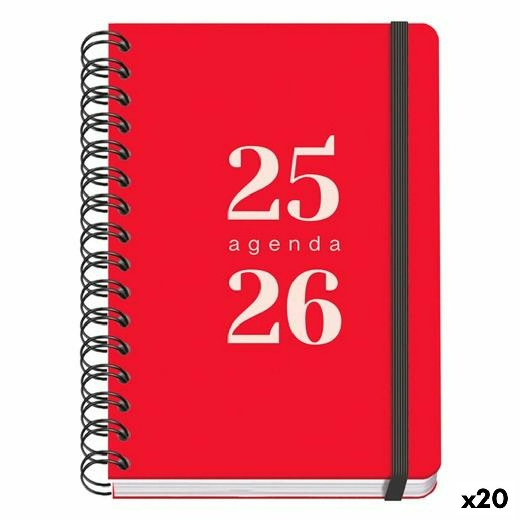 Agenda DOHE GRAMMAR Rojo A5 150 x 210 mm 2025-2026 (20 Unidades)