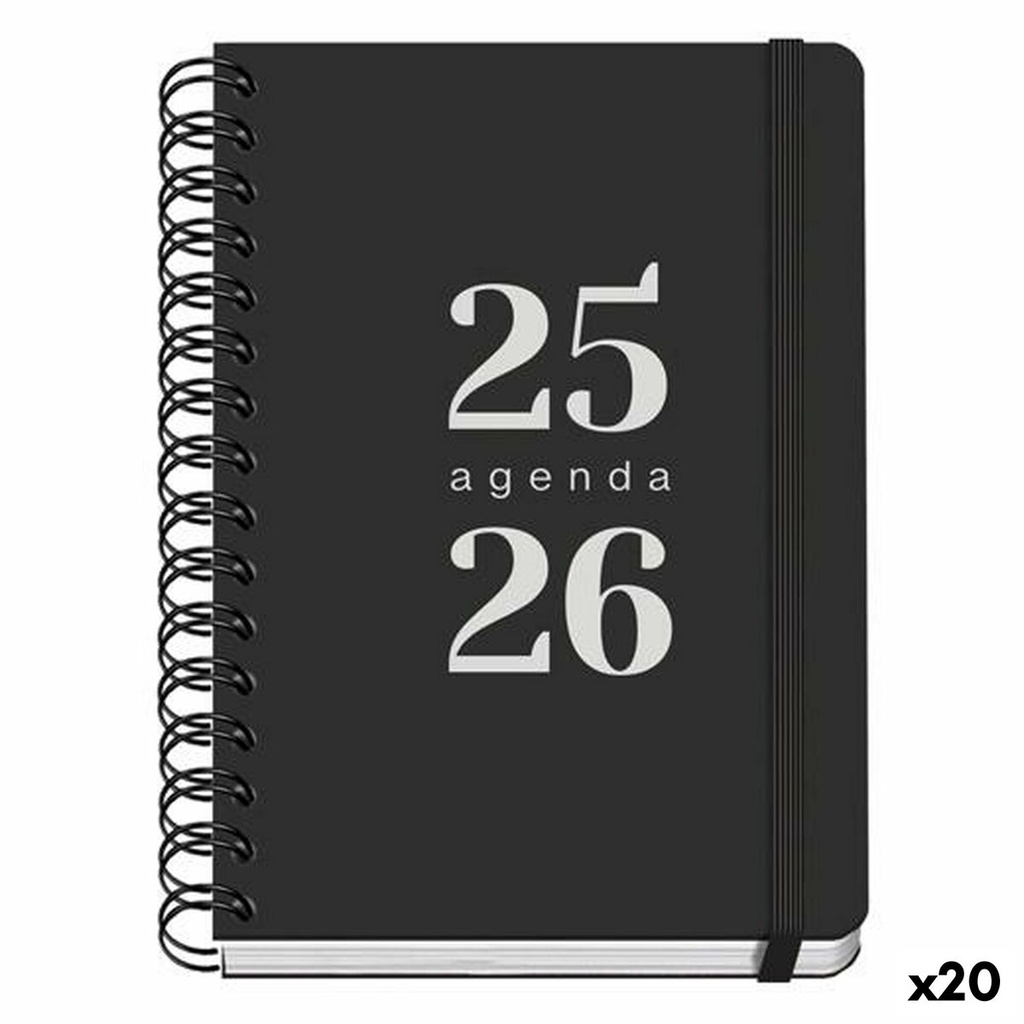Diary DOHE GRAMMAR Black A5 150 x 210 mm (20 Units)