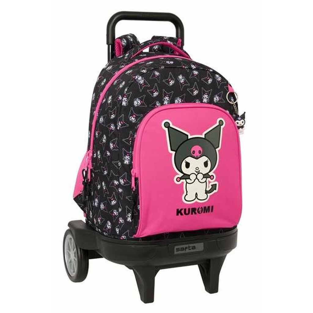 Mochila Escolar Kuromi Negro Fucsia 33 x 45 x 22 cm