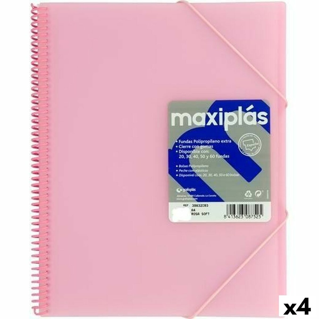 Carpeta Clasificadora Grafoplas Rosa claro A4 (4 Unidades)