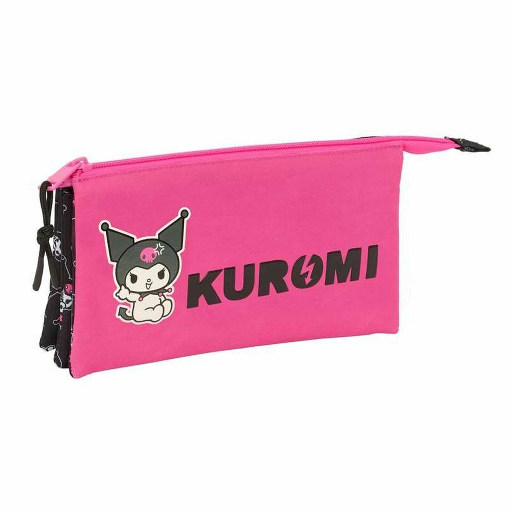 Portatodo Triple Kuromi Negro Fucsia 22 x 12 x 3 cm