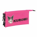 Portatodo Triple Kuromi Negro Fucsia 22 x 12 x 3 cm