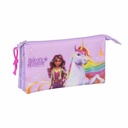 Portatodo Triple Unicorn Academy Lila 22 x 12 x 3 cm