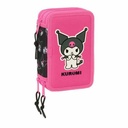 Plumier Triple Kuromi Negro Fucsia 12,5 x 19,5 x 5,5 cm 37 Piezas