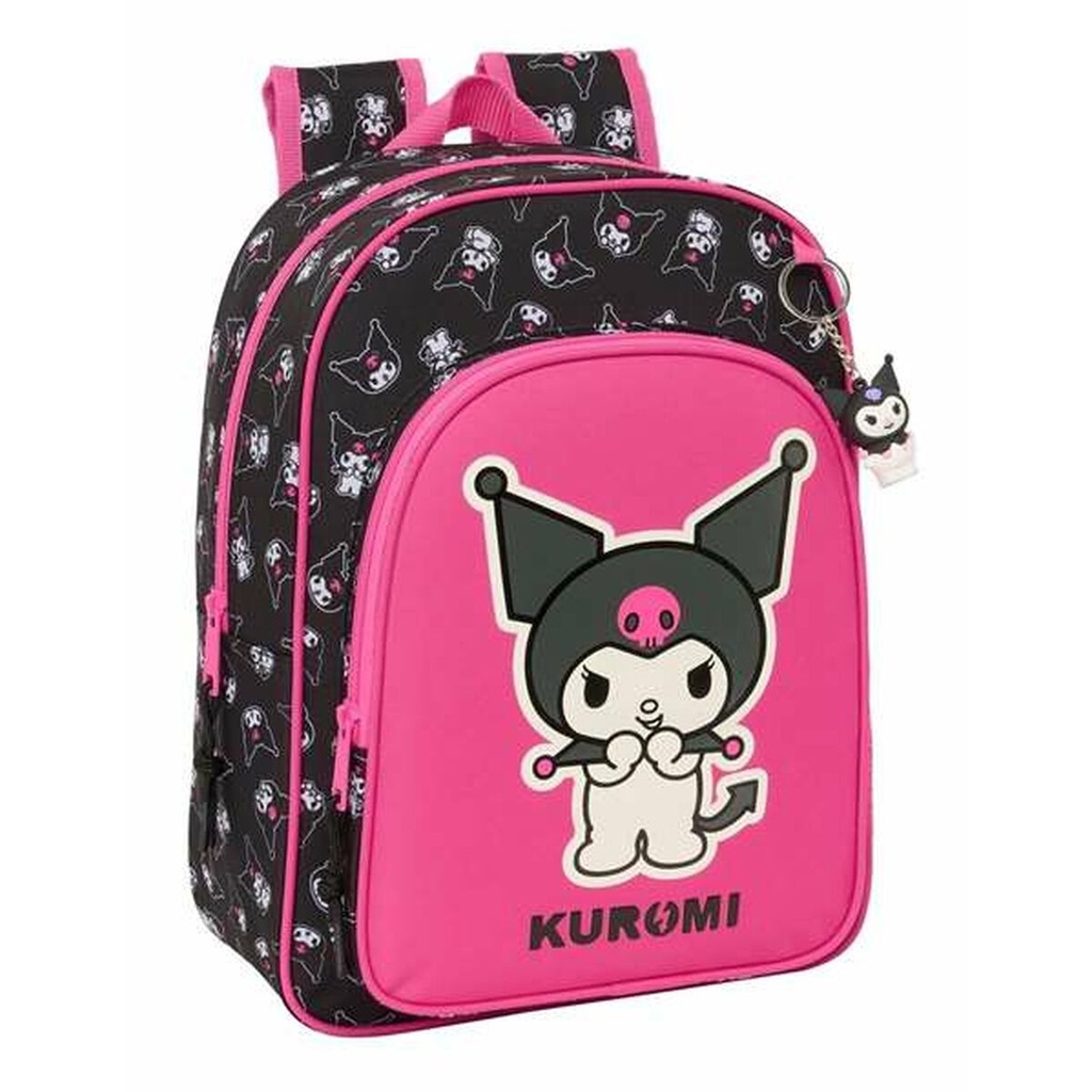 Mochila Escolar Kuromi Negro Fucsia 26 x 34 x 11 cm