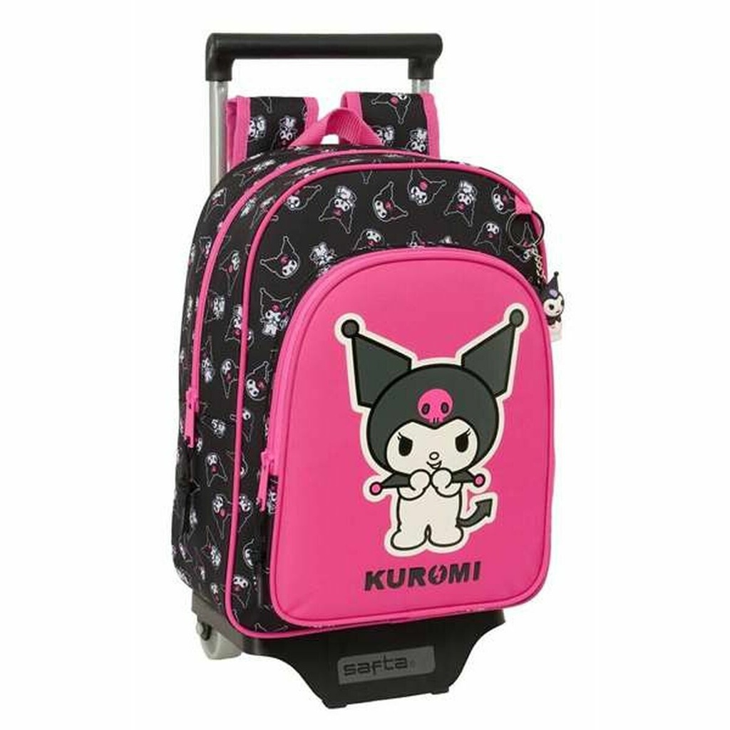 Mochila Escolar con Ruedas Kuromi Negro Fucsia 26 x 11 x 67 cm 26 x 34 x 11 cm