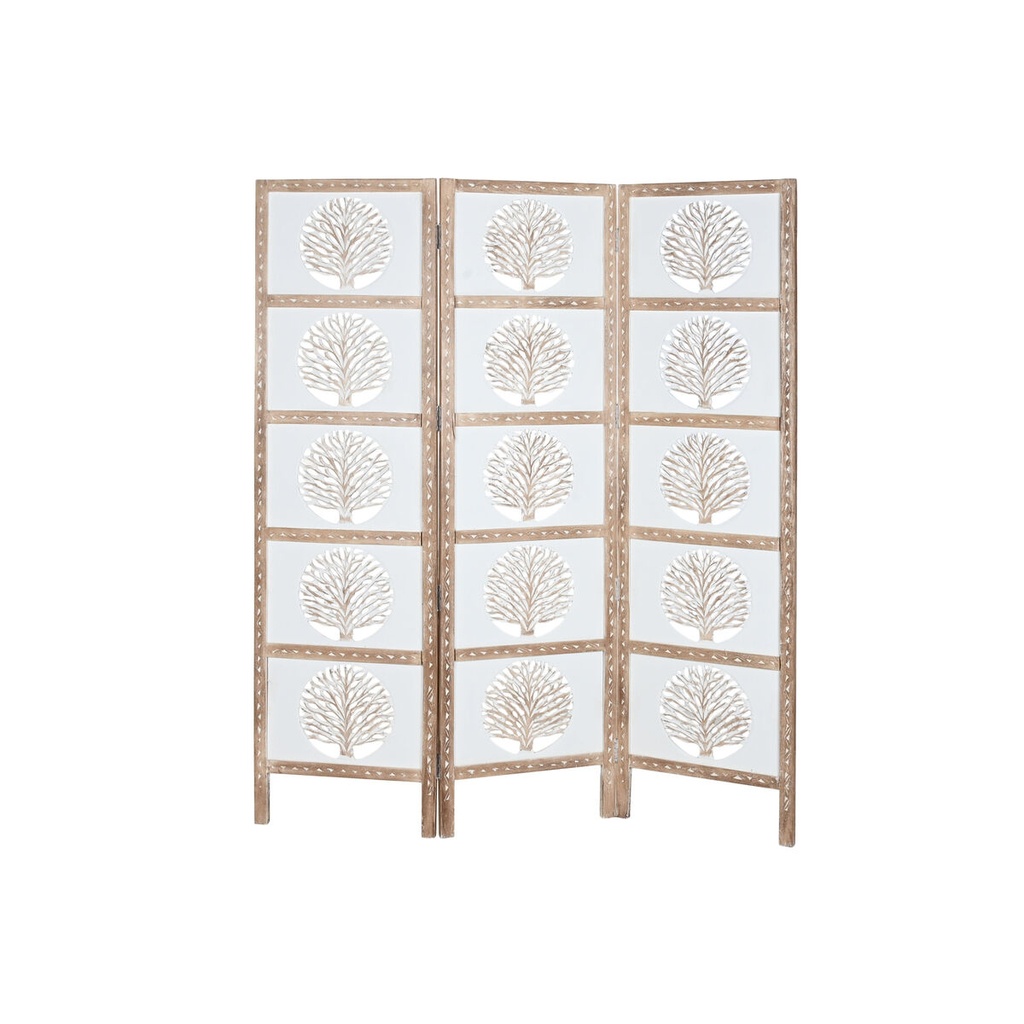 Folding screen Home ESPRIT White Natural Mango wood MDF Wood 153 X 2,3 X 182 CM