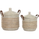 Juego de Cestas Home ESPRIT Marrón Natural Hierba marina (2 Piezas)